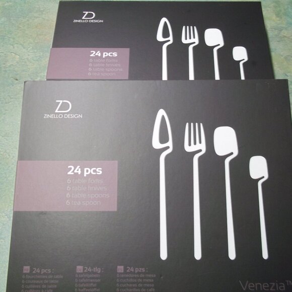 Zinello 47 piece stainless silverware flat Rainbow 2 SETS **missing one spoon - Picture 3 of 5